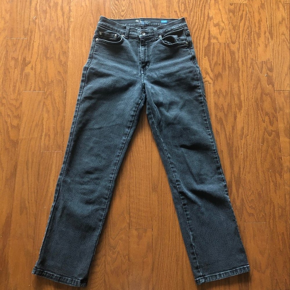 black straight leg jeans
